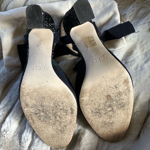 J CREW | Avery Black Watch Tartan Plaid Ankle-Tie Glitter Heels - Picture 10 of 14